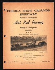Corona Show Grounds Speedway Hot Rod Race Program 1947-Corona, CA-entry list