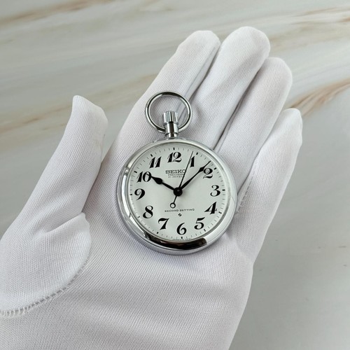 Men s pocket watch in good working condition SEIKO hand wound analog 6110 0010T - Picture 9 of 10