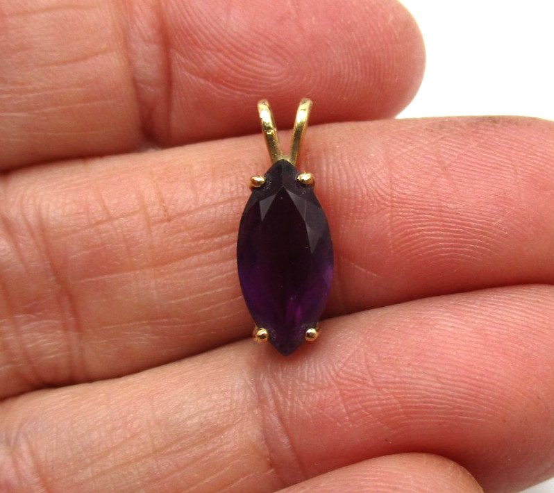 14K Yellow Gold Amethyst Pendant [P72]