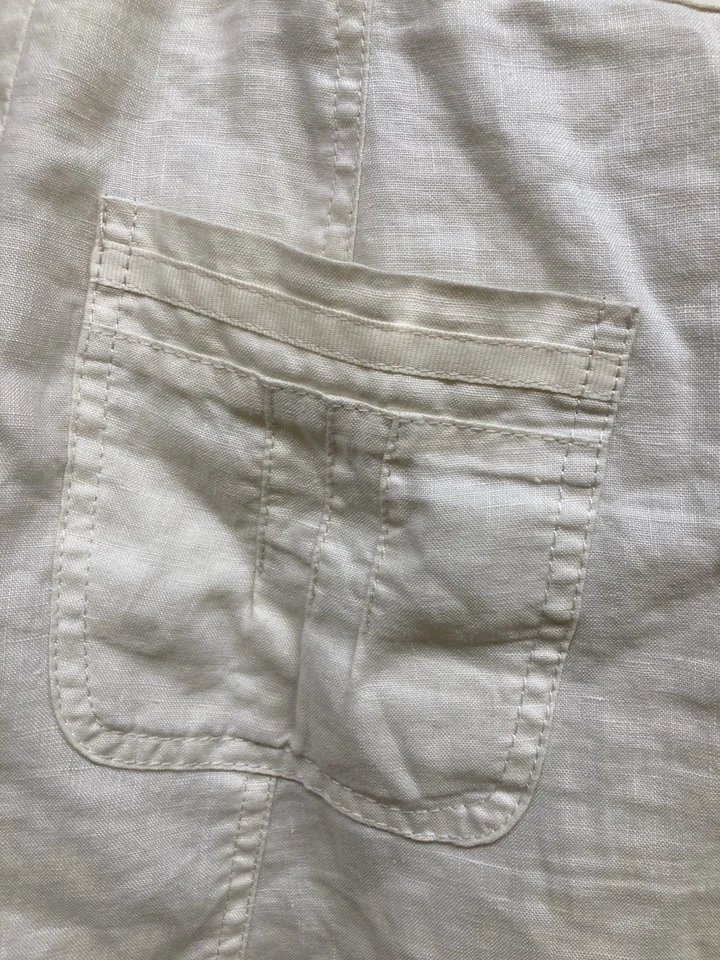 Falda Mexx Talla 10 Crema Lino Plisado Bolsillos Forrados Hebilla Safari Preppy Foto 3 de 4