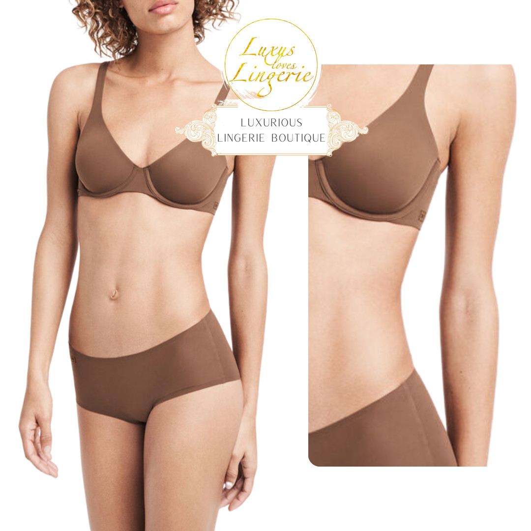Pure Bra by Wolford 80C Saba Brown Bra Smooth Soft Cups Light Adjustable Straps