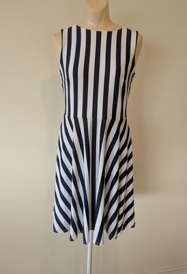 SUSANA MONACO sleeveless Dress, Size M, White/Blue, 6% Spandex, Made in USA
