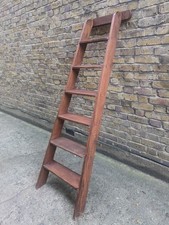 VINTAGE 6 TREAD SHOP/LIBRARY LADDER - SHELLAC SEALED & WAXED