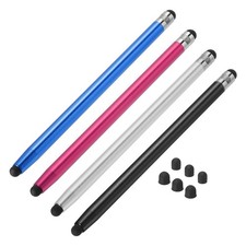 4pcs Stylus Pens for Touch Screens with 8 Extra Tips Silver Red Black Blue