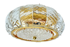 PLAFONIERA APPLIQUE LAMPADA  VETRO e oro MURANO  ART DECO VINTAGE nuova !