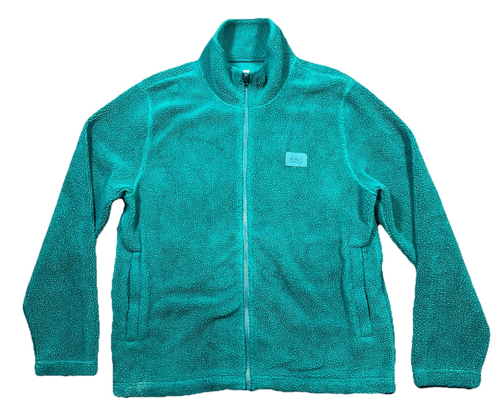 NN07 No Nationality Full Zip Jacket XL Teal Green Fuzzy Sherpa Fleece Polartec - second product detail image