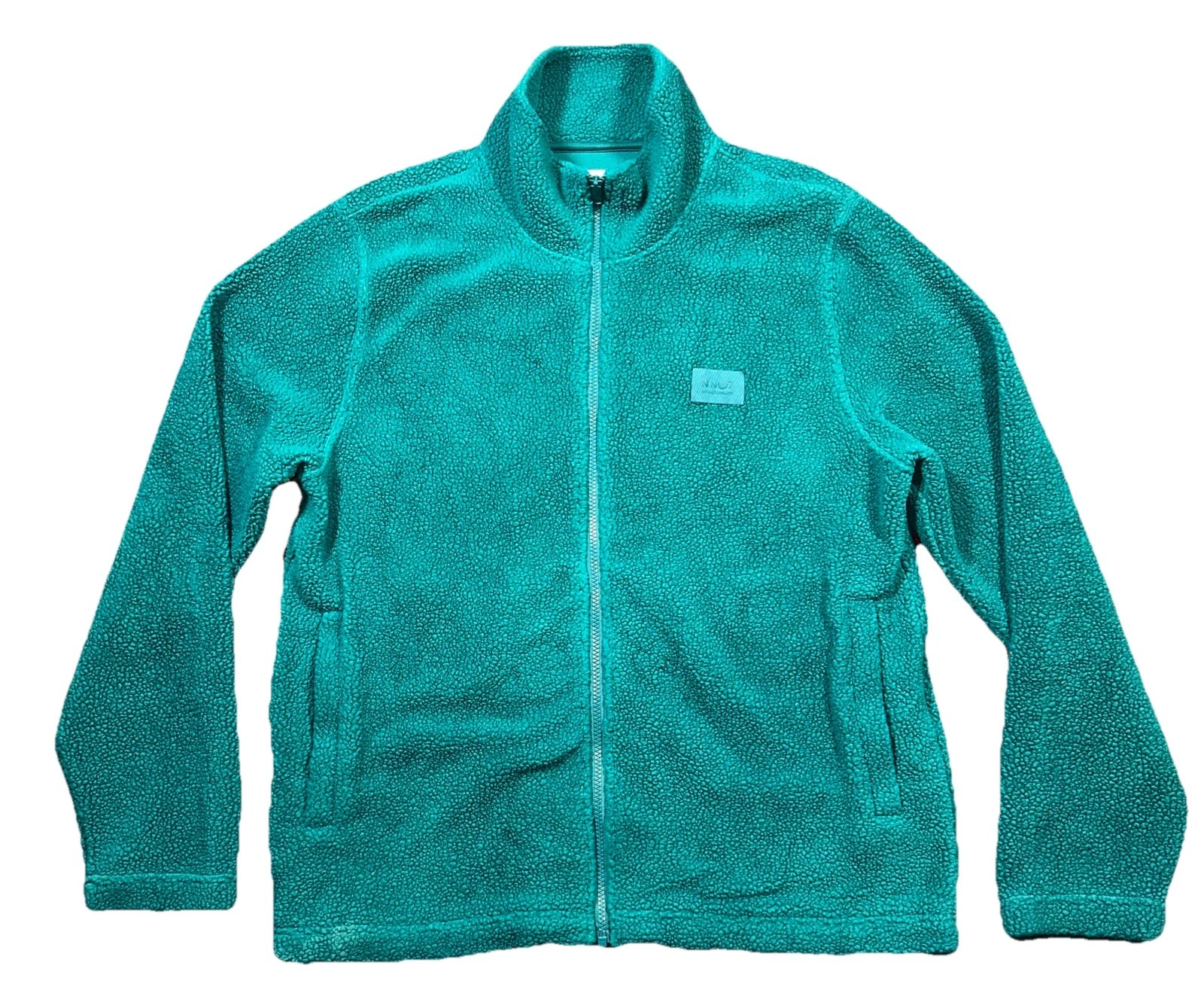 NN07 No Nationality Full Zip Jacket XL Teal Green Fuzzy Sherpa Fleece Polartec image 2