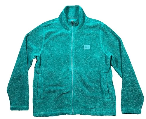 NN07 No Nationality Full Zip Jacket XL Teal Green Fuzzy Sherpa Fleece Polartec image 2