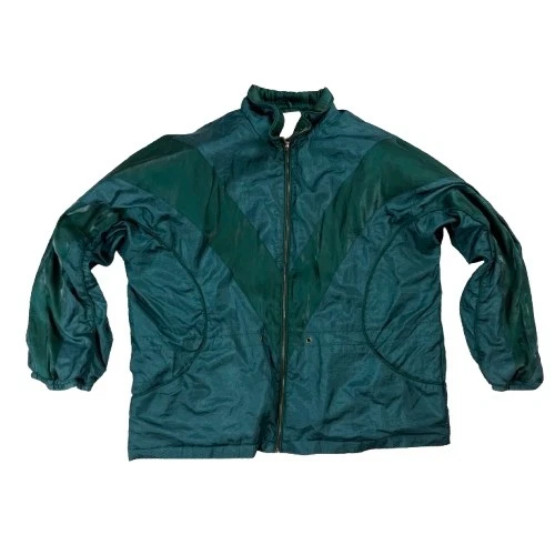 Vtg Active Wear green teal streetwear 90s Zip Up Windbreaker Unisex Sz Large