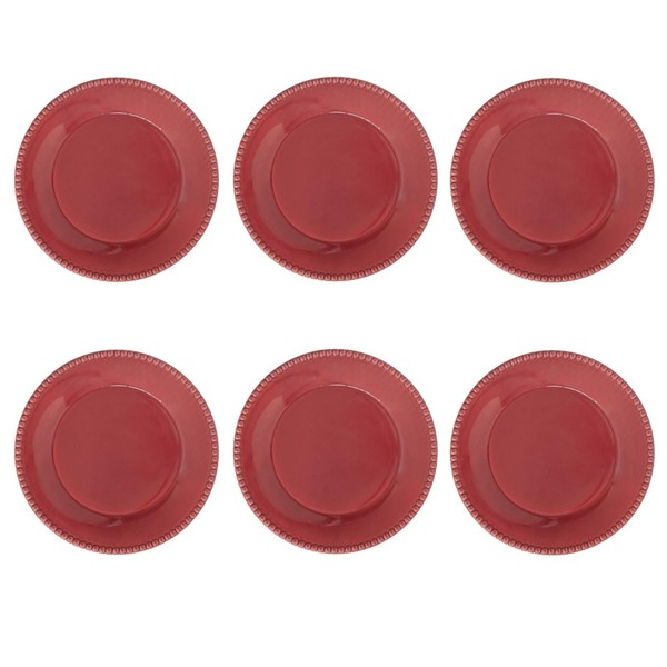 6Er Set Speiseteller Tiffany Burgundy Rot Rund D. 26Cm Aus Porzellan Easy Life-image