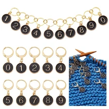 1 Pcs 0-9 Number Knitting Row Counter Chains and 10 Pcs Stitch Markers, Alloy