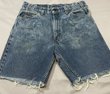 Levi s 505 Orange Tab Made in USA Cut Off Denim Shorts 32 Waist Vintage 80s