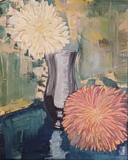 Original Oil Painting "Flowers in a Vase" by Jurijs Alhimovics, 40x50 cm