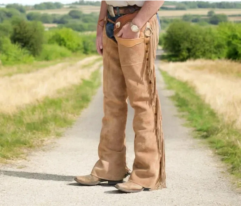 【No.D39】CHAPS アメカジコーデCboyコーデュロイ Native American Leather Chaps Handmade Men Western Cowboy Rodeo