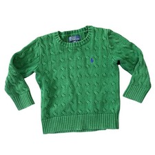 Polo by Ralph Lauren Kids Green Cable Knit Cotton Sweater Size 4
