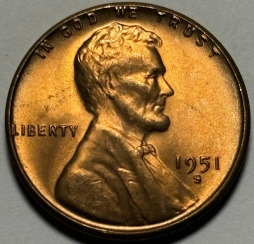 1951-S Lincoln Wheat Cent — Uncirculated MS Red 🔥 Original Roll