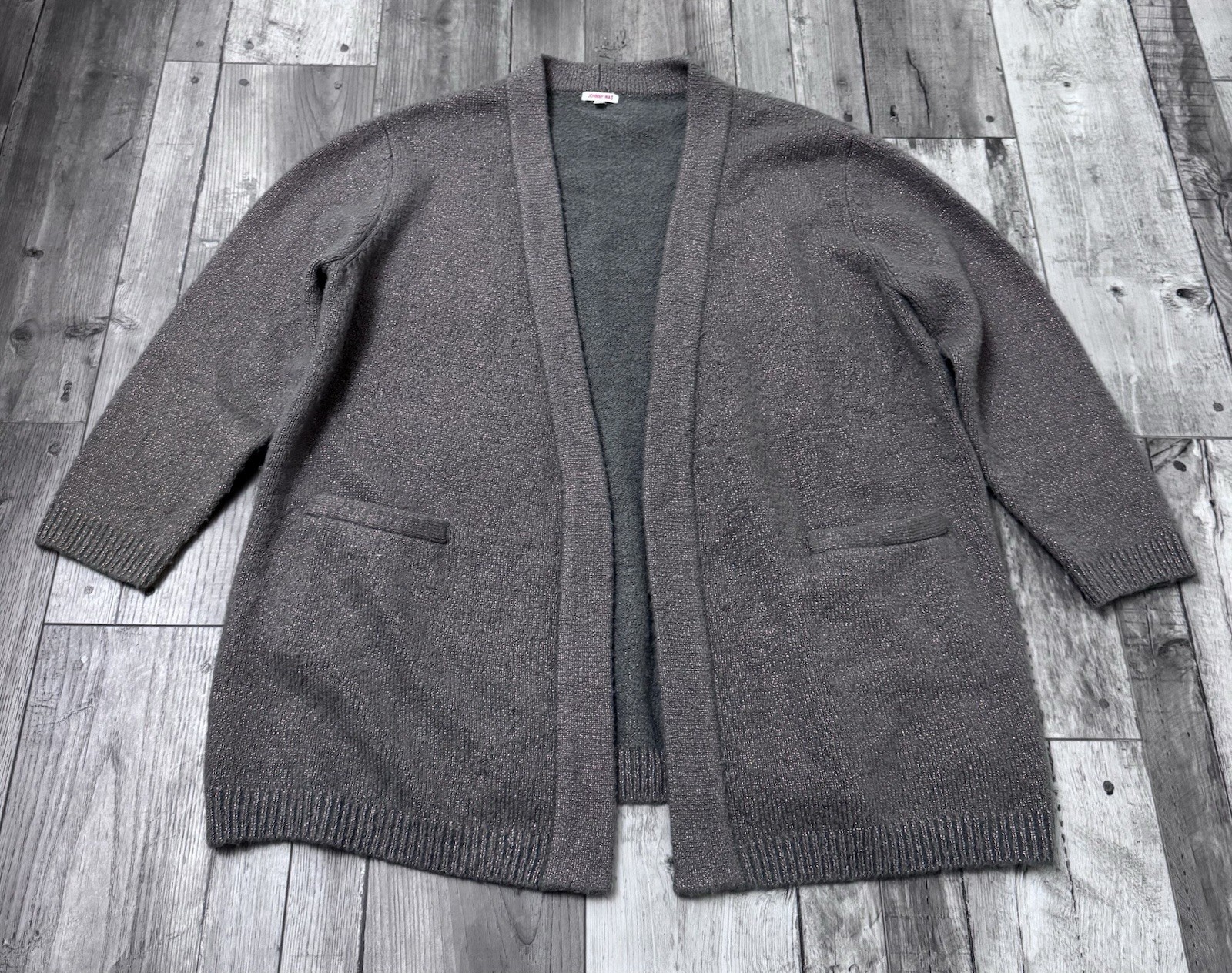 Johnny Was Cardigan Gray Gold Shimmer Women's Ope… - image 3