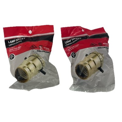 Hillman Lamp Socket (2-Pack) 75W Plastic Push-Through Brass Finish 427676. {24}.