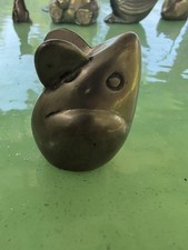 Vintage Solid Brass Mouse Figurine Mid Centur...