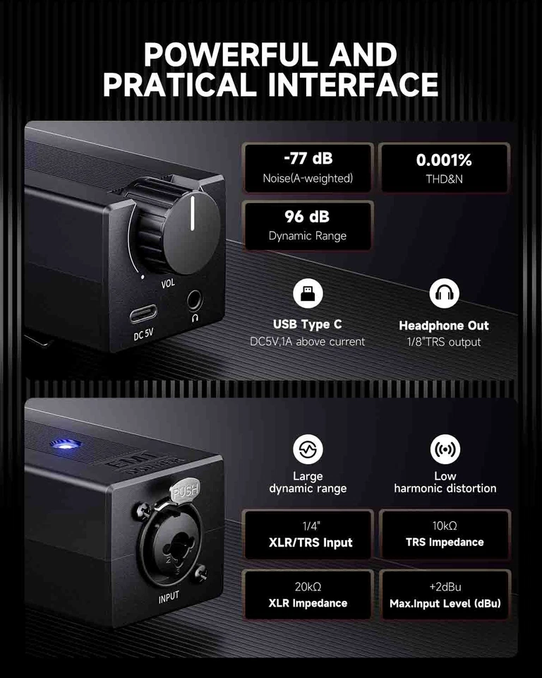 Donner EM1 Headphone in-Ear Monitor Amplifier with XLR and TRS Input 3.5mm Jack - Image 3 of 4