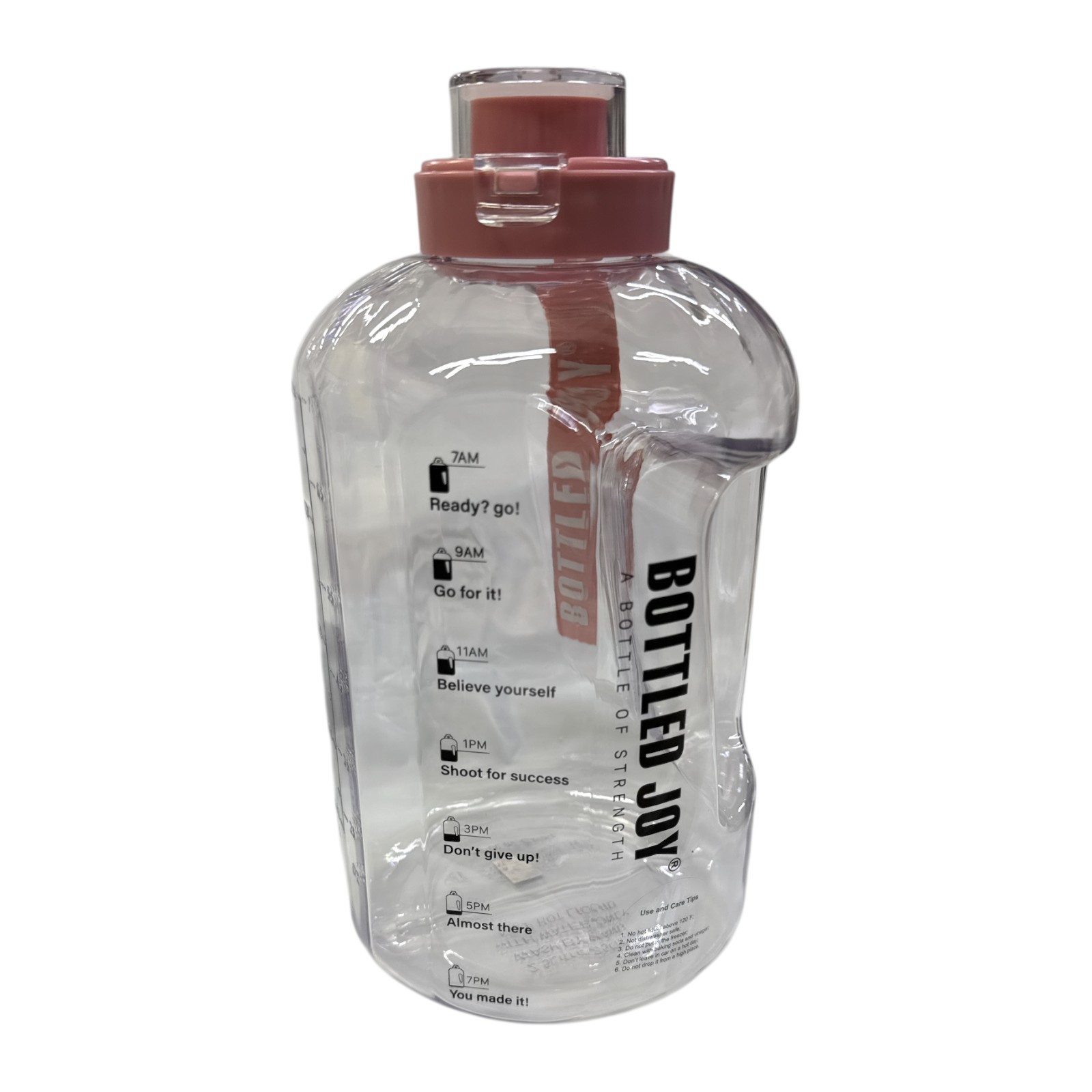 D Joy 85 Oz Motivational Water Bottle With Pink Carabiner St