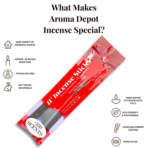 11'' Incense Sticks Variety Pack 500 Sticks TROPICAL VIBES Hand Dipped Wholesale - Picture 4 of 23