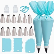 Piping Bags and Tips Set, Reusable Cake Decorating Supplies with 2 Reusable B
