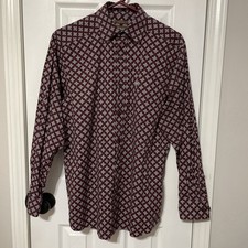 Men  s Ariat S Stretch Shirt Western Brown Geometric Print Long Sleeve Logo
