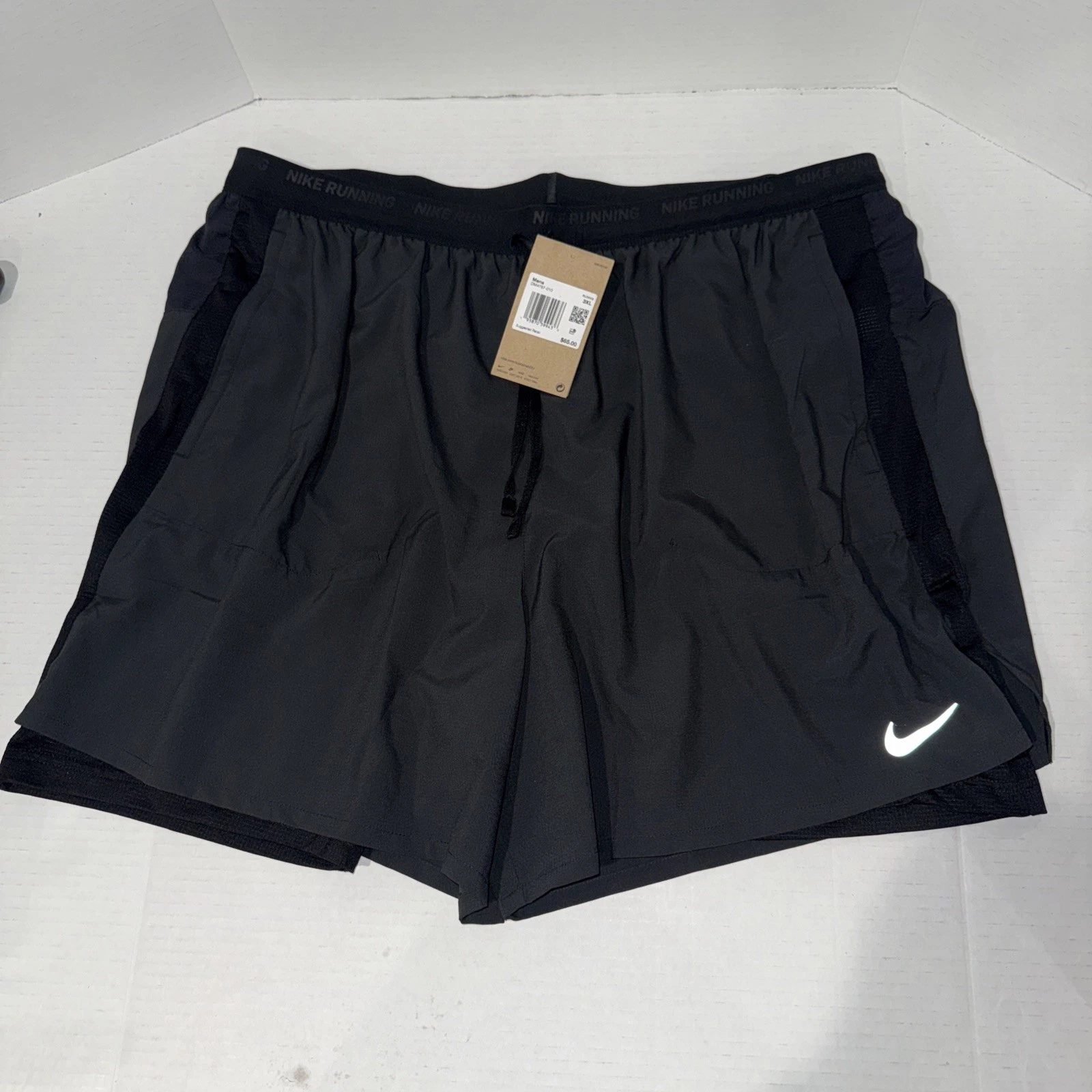 Nike Men’s Stride 5" Hybrid Dri-Fit Running Shorts Black Size 3XL DM4757-010