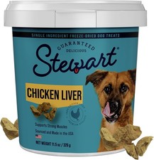 Stewart 100% Chicken Liver Dog Treats, 11.5 oz Tub, ~215 Pieces, Freeze Dried Ra
