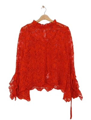 QED LONDON Blouse en dentelle Dames Blouse T EU 42 rouge élégant - Photo 1/4