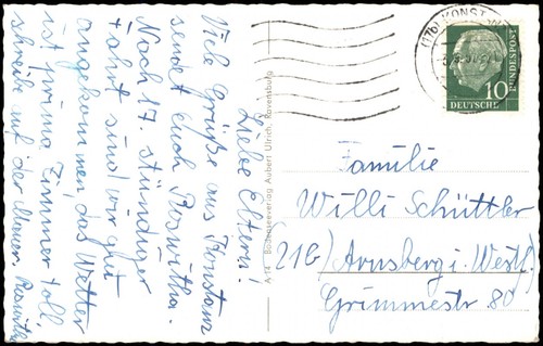 Ansichtskarte Konstanz Bodensee Rhein-Ausfluss mit Schweizer Alpen 1957 - Bild 3 von 3