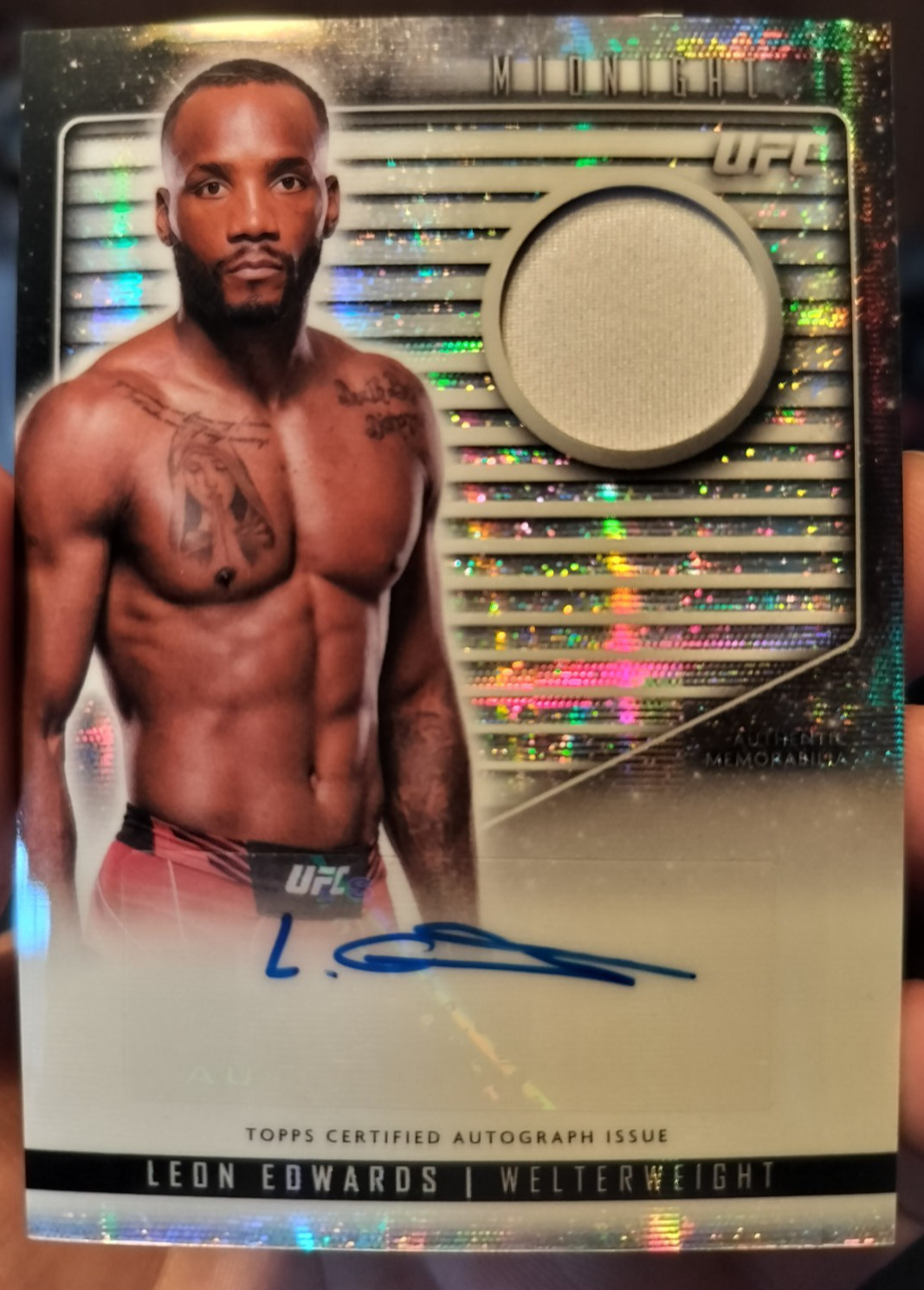 2024 Topps Midnight UFC Leon Edwards Moonbeam Auto Relic Card #RCA-LES