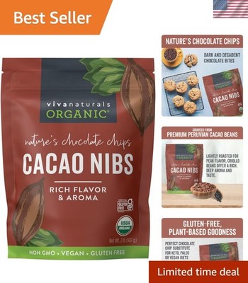2 LB Organic Cacao Nibs - Unsweetened, Non-GMO, Gluten-Free Superfood Option