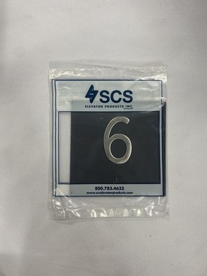 SCS Products Elevator Jamb Plate Sign with Raised Floor Number and Braille 6