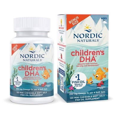 Children s DHA, Strawberry -120 Mini Chewable Soft Gels for Kids -250 mg Omega-3