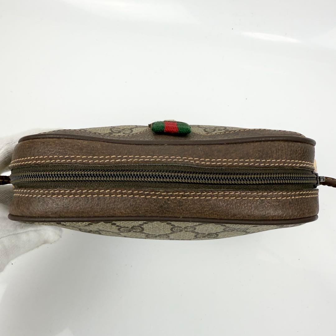 GUCCI Mini Shoulder Bag GG Supreme Sherry Line Beige PVC Leather Authentic thumbnail 6