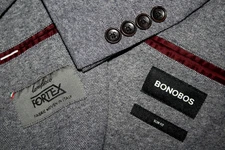 BONOBOS Men's 38 Slim Fit Gray Italian Cotton Blazer Sport Coat 2 Vent Fortex