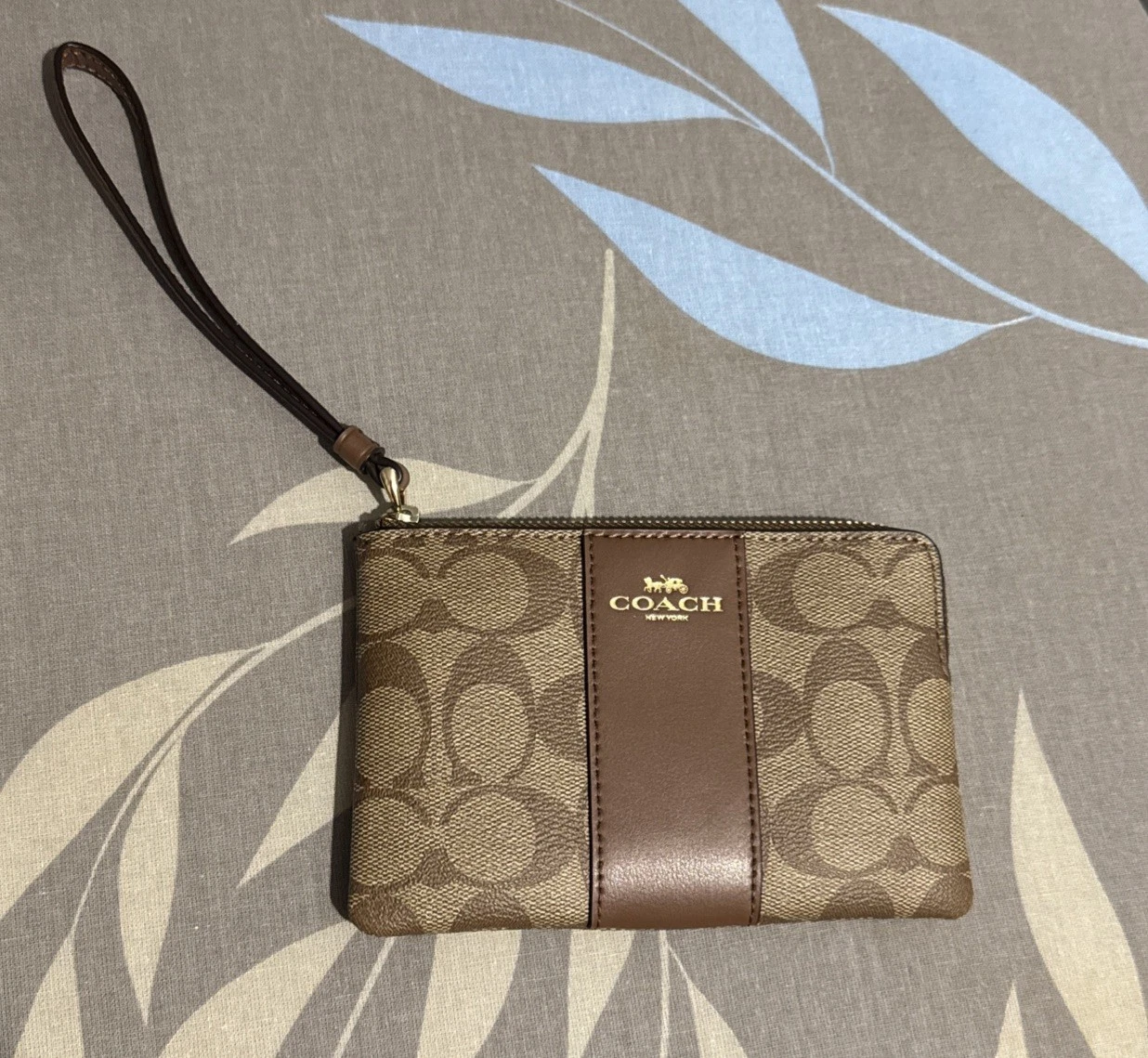 Coach Pochette da Polso con Zip Angolare Piccola Marrone Marrone Nuova