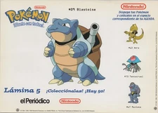 2000 POKÉMON BLASTOISE Big Sticker Sheet 8.25" x 6" (21 x 15 cm.) Promo Spain