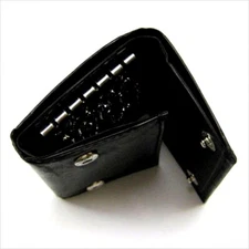 Black Men's Genuine Leather KeyChain Holder Trifold Wallet Key Ring Money Holder