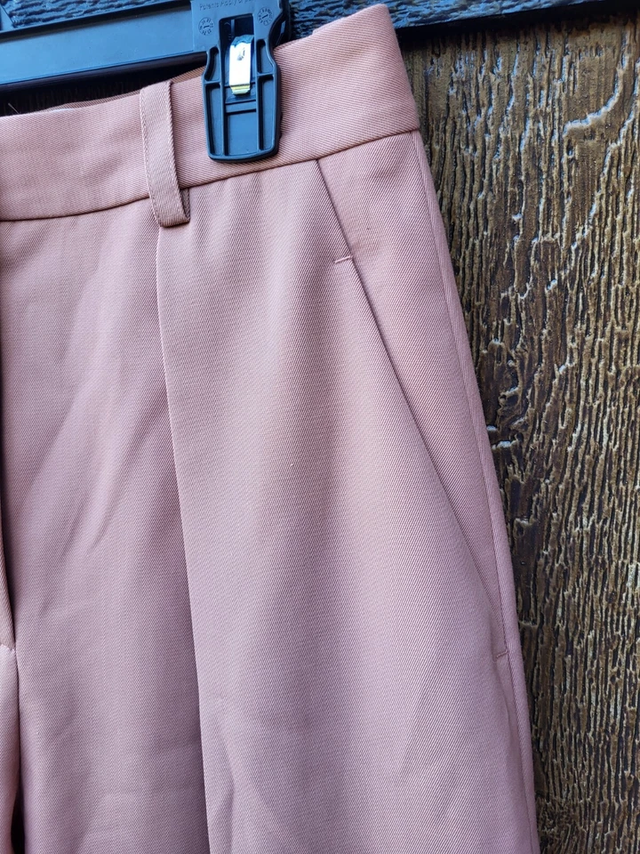 Victoria Beckham Women's High Rise Pleated Wide-Leg Nude-Pink Dress Pants Size 4 - Image 3 of 4