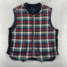 Eddie Bauer EBTEK ReversibleWool Blend Vest Mens Size L Black/Plaid Full Zip