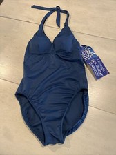 MagicSuit Solid blue One Piece halter swim suit New vintage size 10