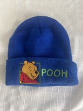 Disney Winnie The Pooh - Pooh Blue Embroidery Winter Cuff Beanie Hat Vintage