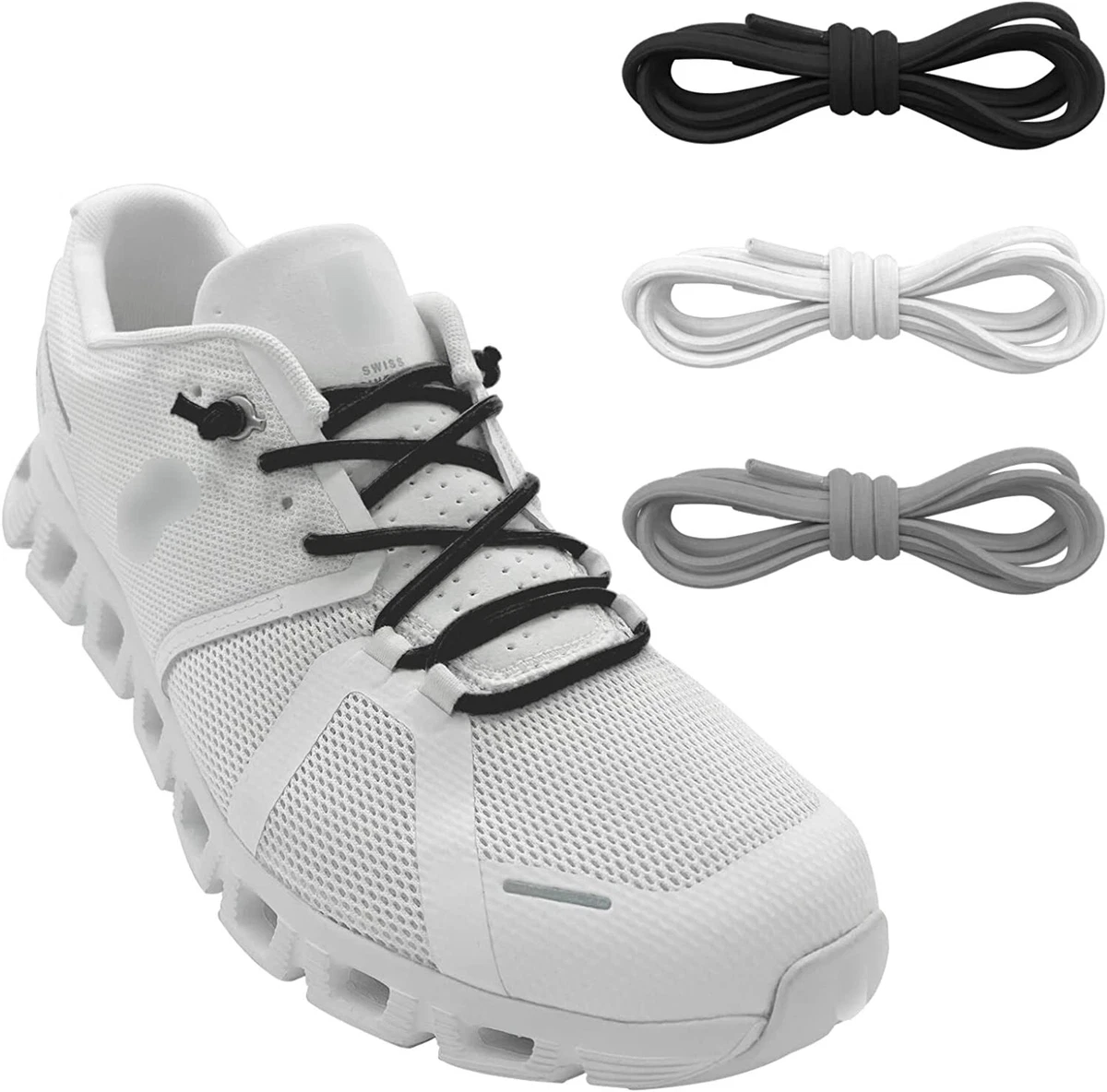 3 Pairs Elastic Shoe Laces Laces for on Cloud Stretch round Shoe