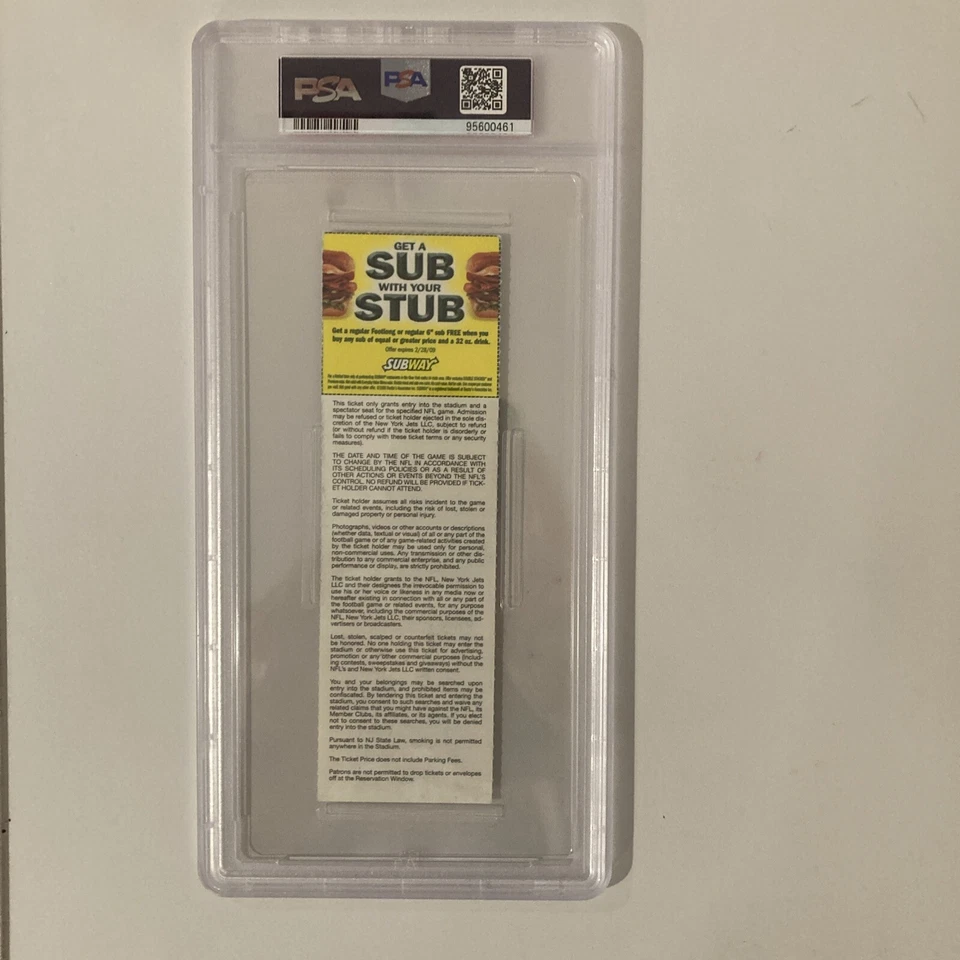 BRETT FAVRE 2008 NY JETS-FULL CAREER HIGH 6 TD'S PSA 7 RARE NO GRADE HIGHER - Image 2 of 4
