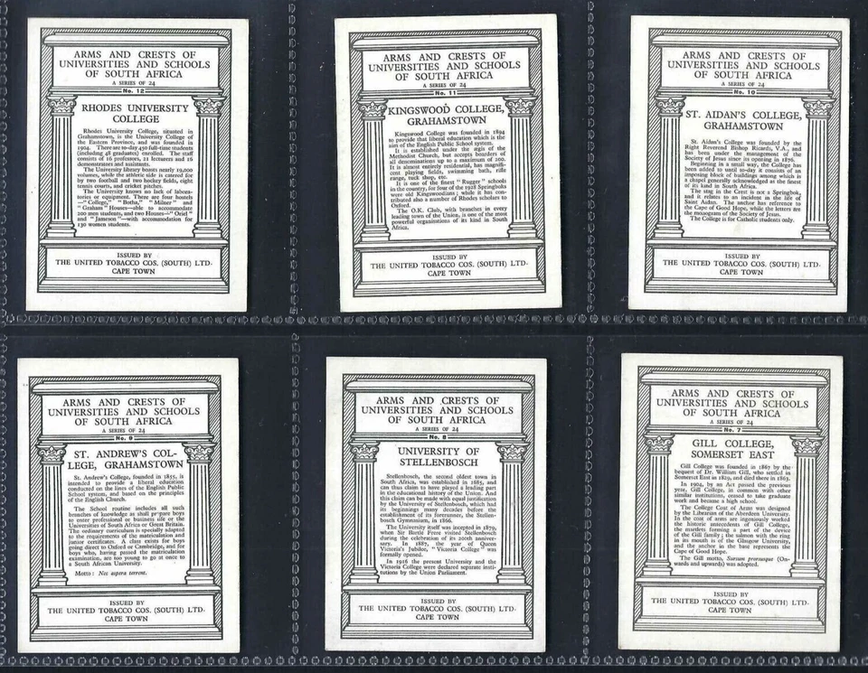 UNITED TOBACCO - ARMS AND CRESTS OF UNIVERSITIES AND SCHOOLS - SET OF 24 CARDS - Image 4 of 4