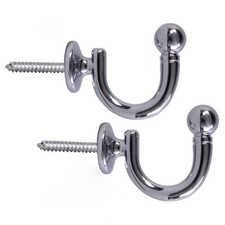 SMALL Ball End Chrome Finish Curtain Tie Back Hooks (1 Pair)