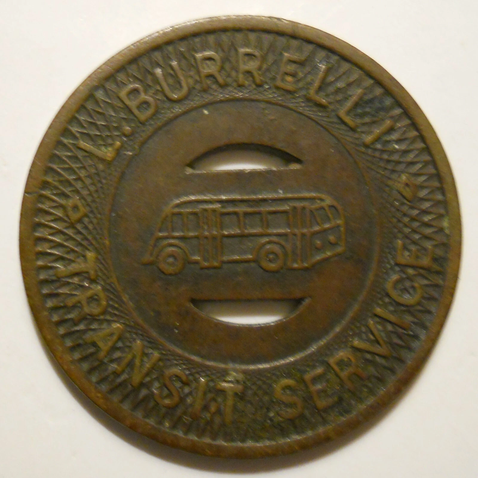 L. Burrelli Transit Service (East Pittsburgh Pennsylvania) transit token  PA325E image 1